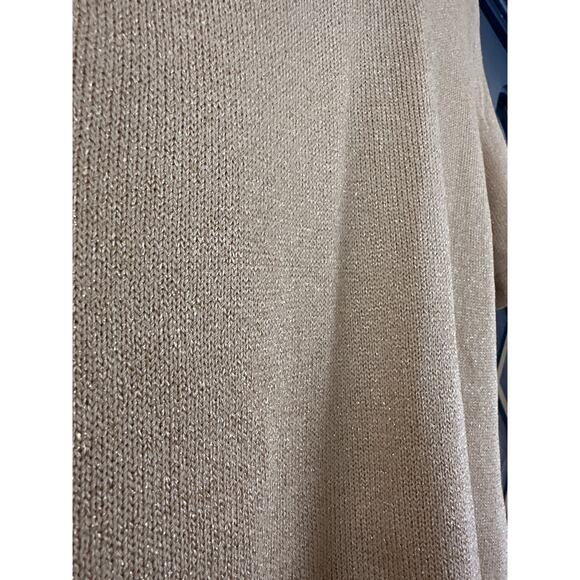 Gold Metallic knit St. John Mock Neck short sleeved sweater small 80's - Picture 4 of 7